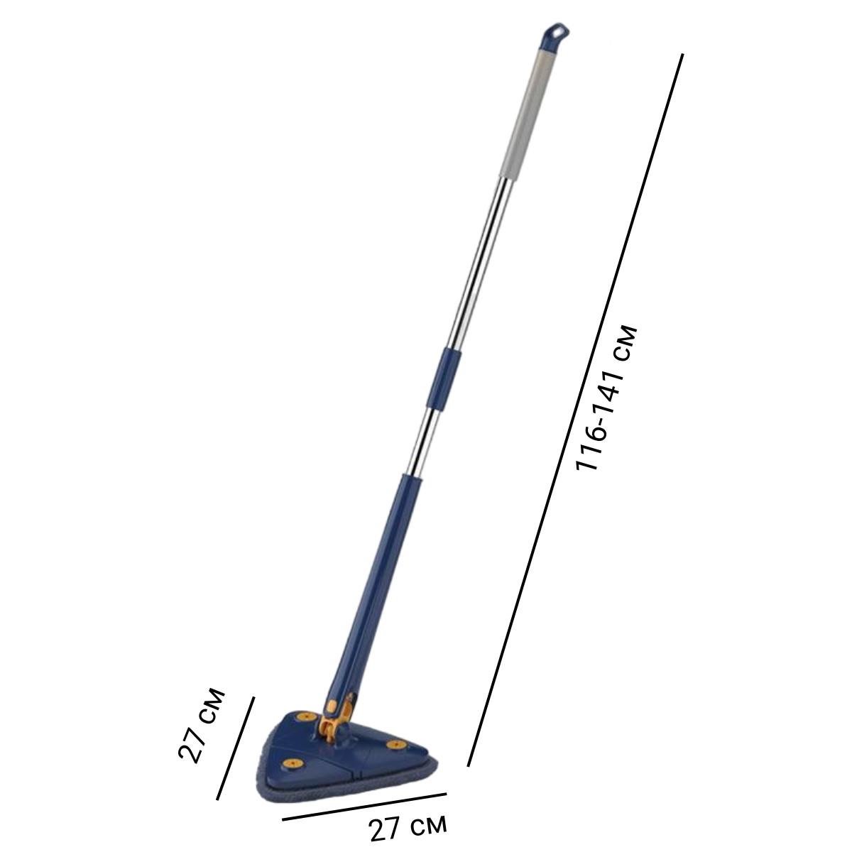 Швабра треугольная TriMop с автоотжимом микрофибровой насадкой и телескопической ручкой Синий (219) - фото 10