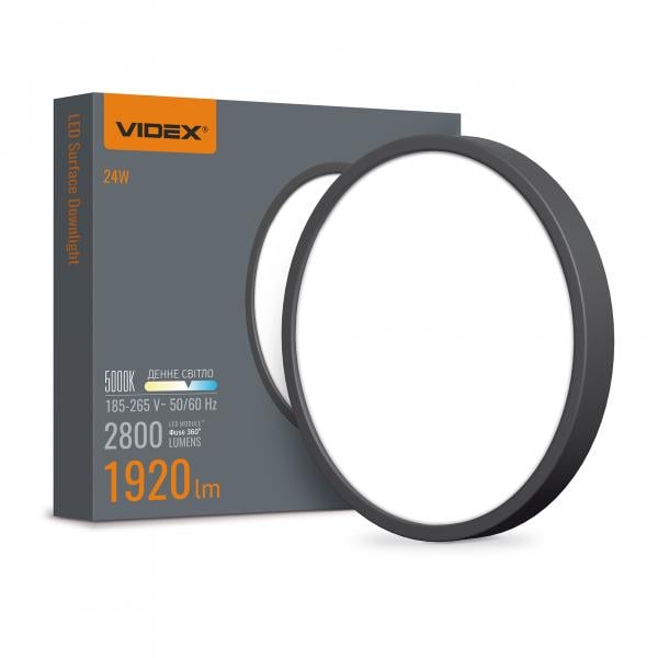 Світильник круглий Videx накладний 24 W/5000 K Black