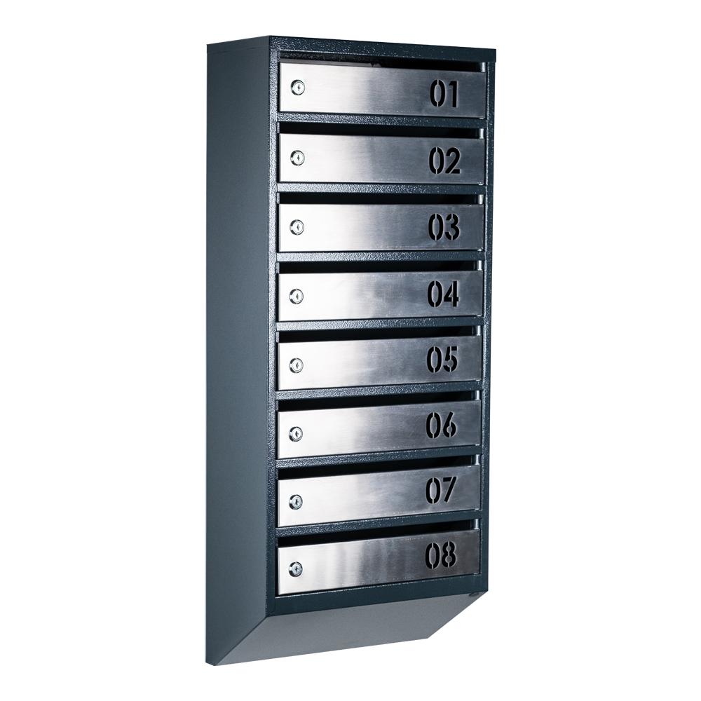 Ящик почтовый многосекционный ЯП08B Антрацитовый/Нержавеющая сталь (24061021)
