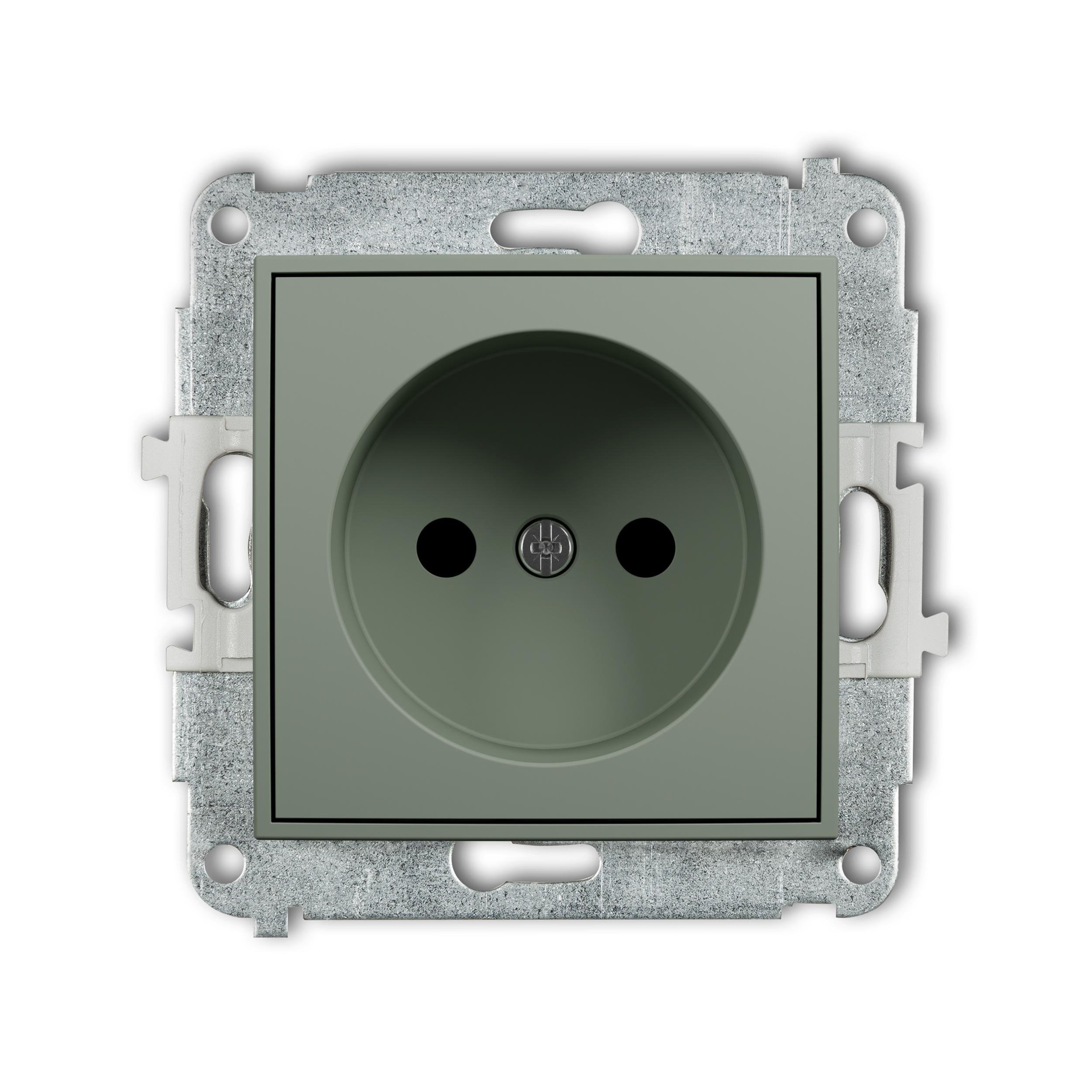 Розетка Karlik Mini без заземления со шторками Шалфей (61MGP-1p)