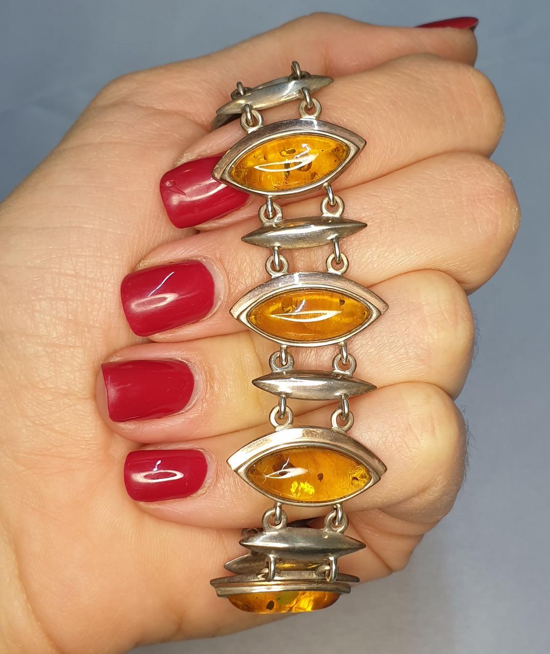 Браслет серебряный с янтарем 21,56 г (1292654020)