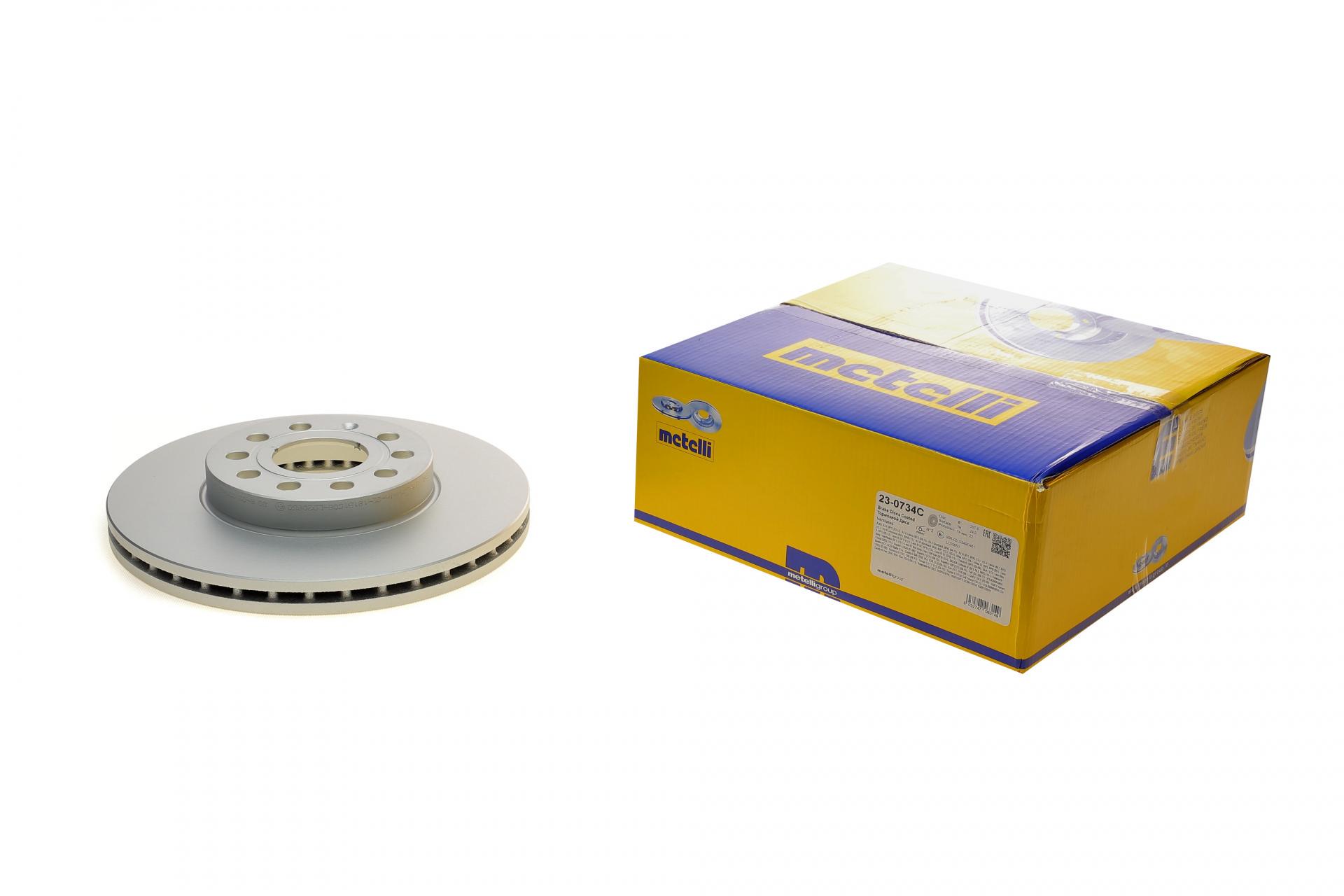 Диск тормозной передний METELLI Audi A3/Skoda Octavia/VW Caddy/Golf/Touran с вентилируемым покрытием 03- 288x25 мм (23-0734C METELLI)