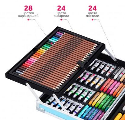 Набор для творчества UTM Единорог в алюминиевом чемодане 145 пр. Голубой - фото 3