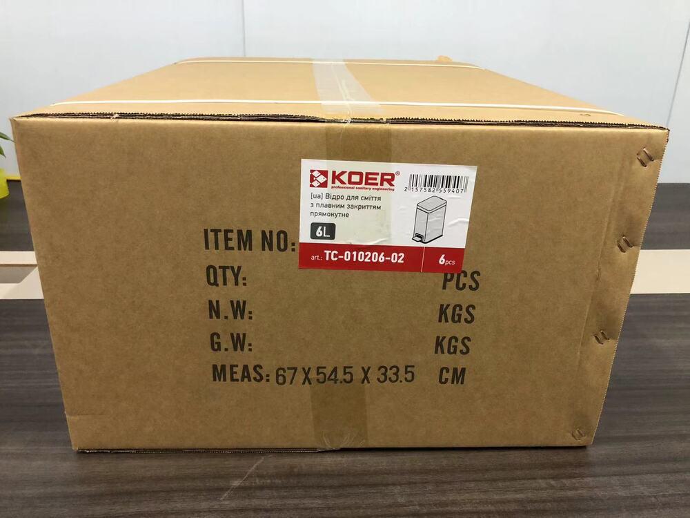 Відро для сміття KOER TC-010206-02 з плавним закриттям прямокутне 6 л Нержавіюча сталь (KR5594) - фото 10 Відро для сміття KOER TC-010206-02 з плавним закриттям прямокутне 6 л Нержавіюча сталь (KR5594) - фото 10