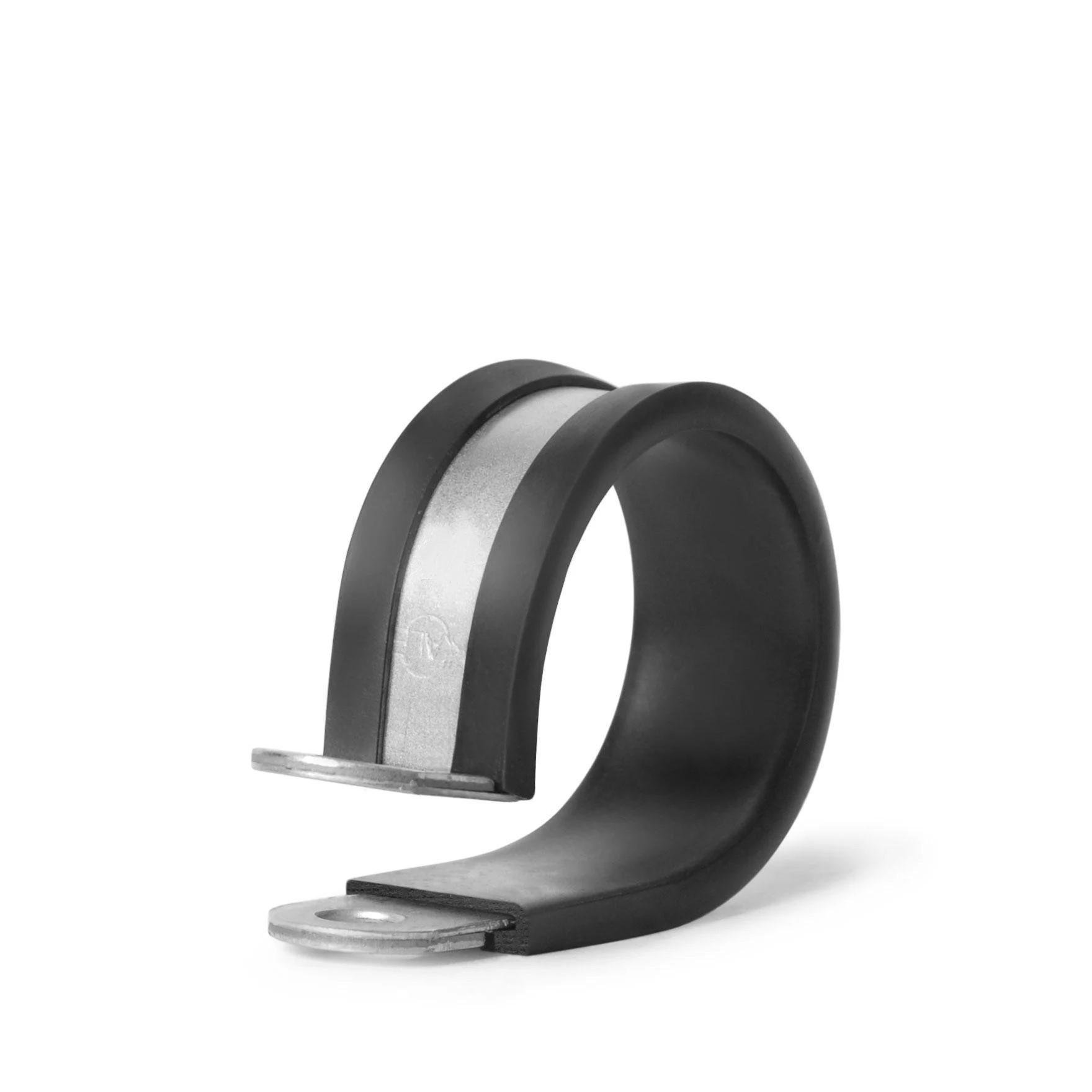 Хомут для укладки труб прорезиненный DIN 3016 P-Clip Form D 36 мм ширина ленты 15 мм гальванизированная сталь W1