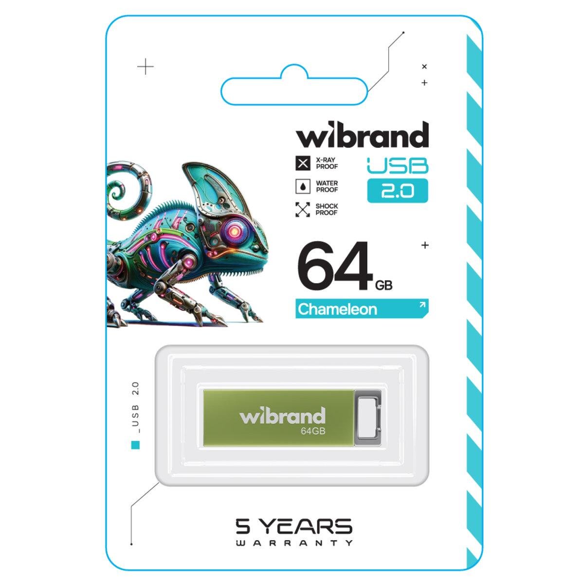 Флеш-пам'ять USB Wibrand Chameleon WI2.0/CH64U6LG 64 Гб Light Green - фото 2