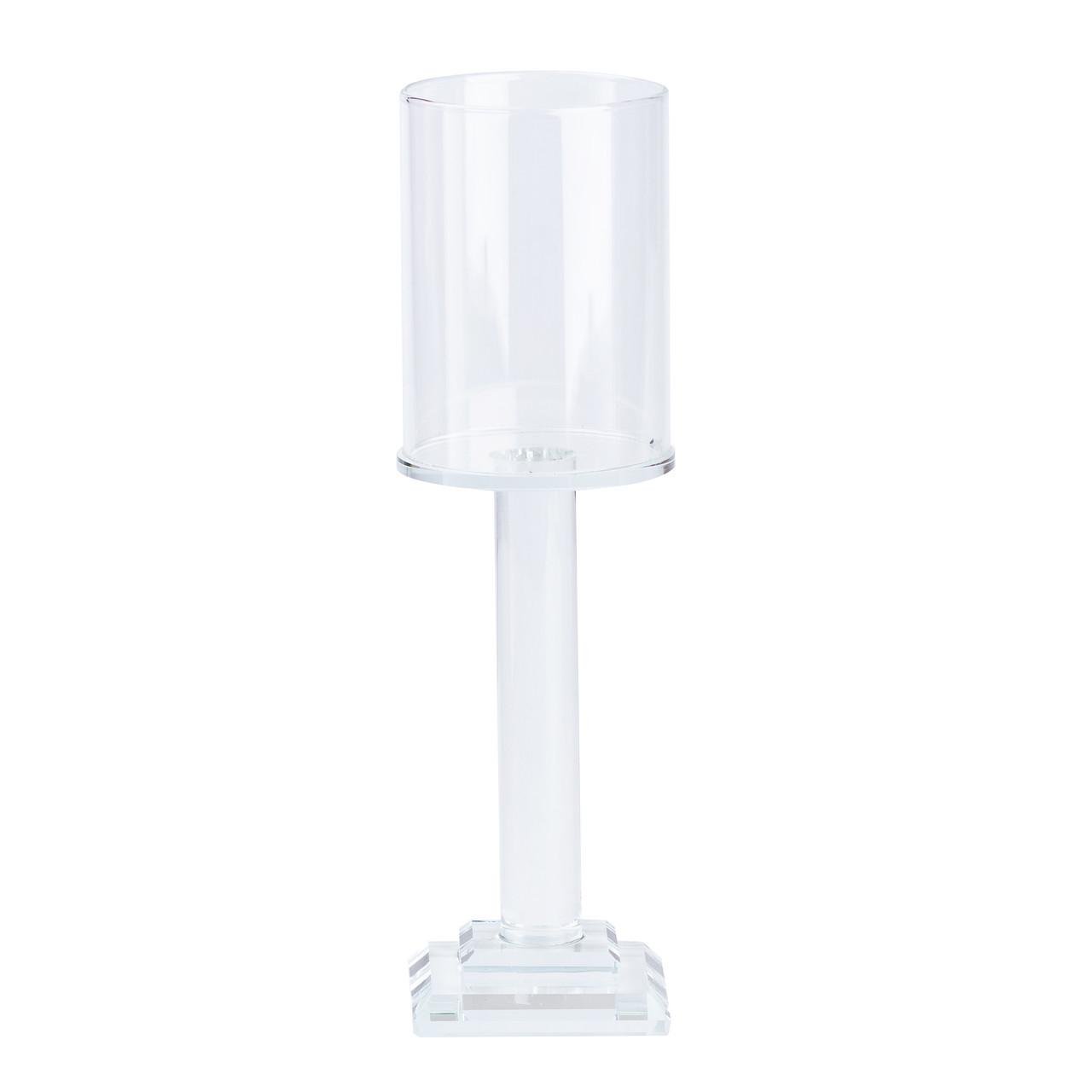 Подсвечник стеклянный на ножке на одну большую свечу 23 см