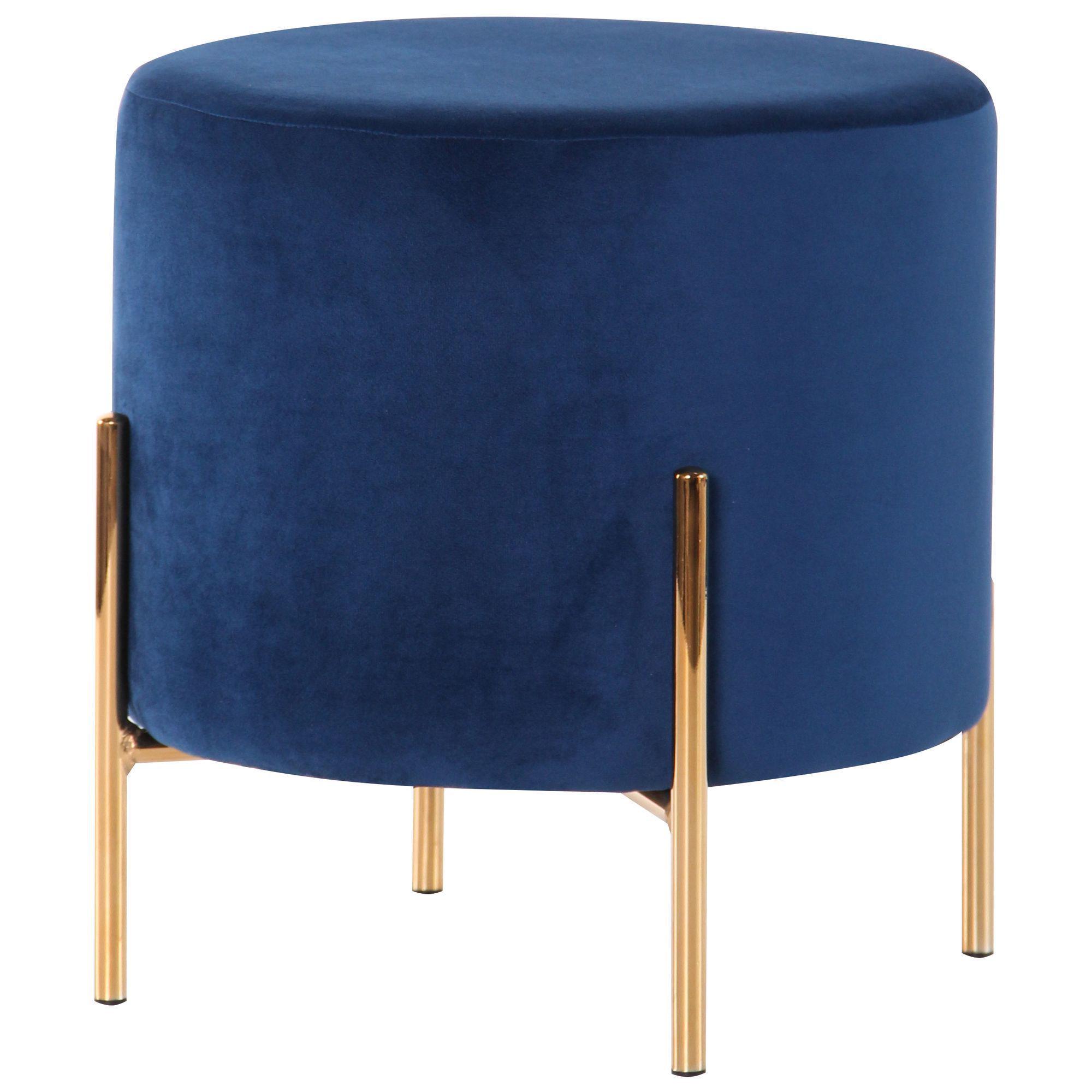 Пуф AMF Mylene Chrom 420х400х400 сталь/ткань Золото/Синий