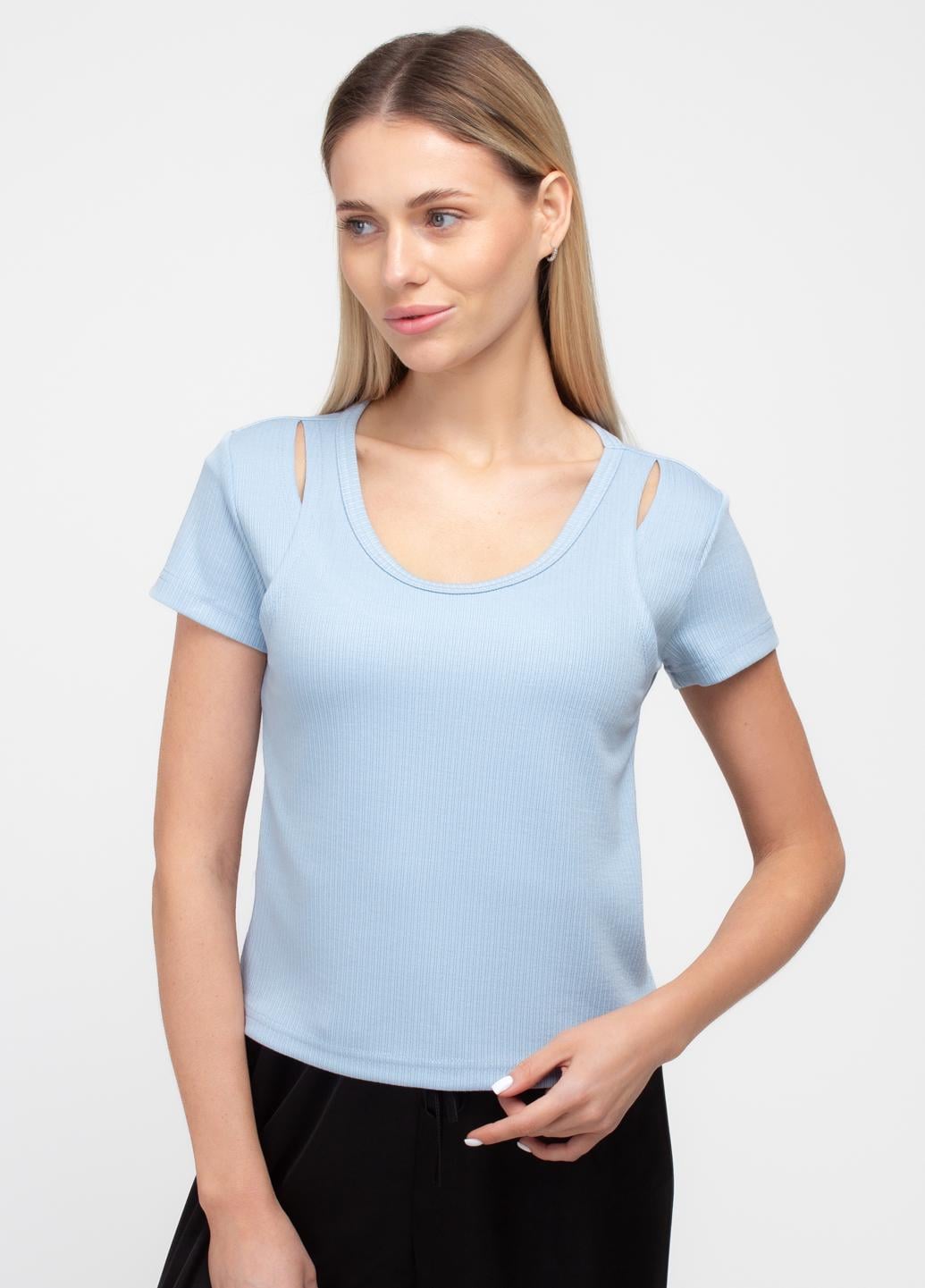 Футболка жіноча Giulia LIGHT ESSENTIAL 4823/320 в рубчик S Blue-powder (34532008)