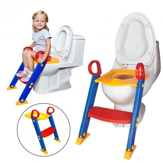 Детское сиденье универсальное для туалета с ручками и ступеньками Children’s Toilet Trainer - фото 3