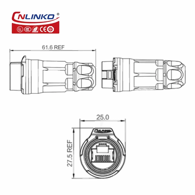 Герметичный разъем Cnlinko RJ-45 LP-16-J/RJ45/110/PP-02-001 розетка (57039) - фото 2