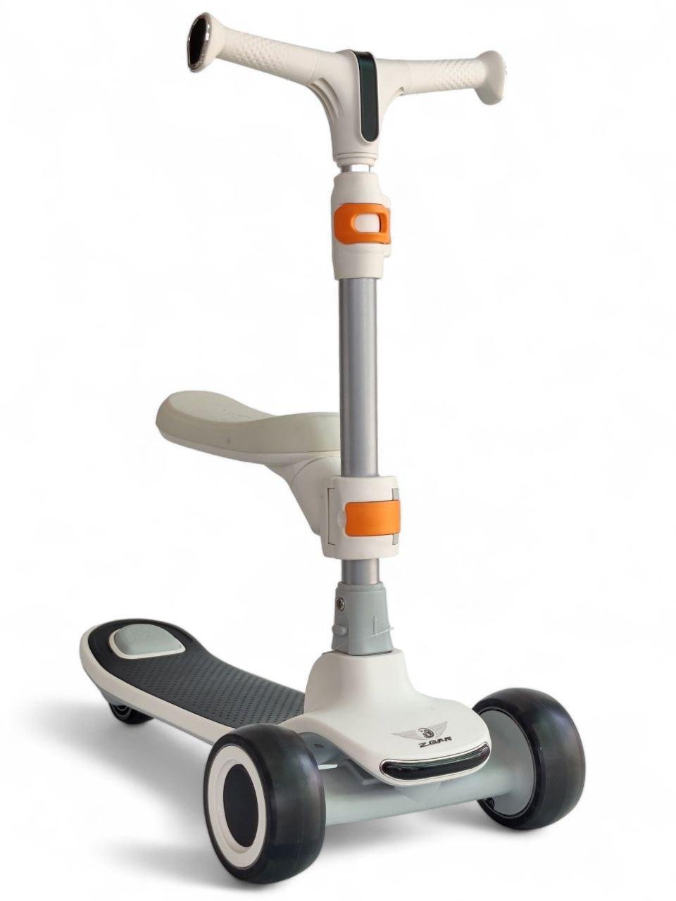 Дитячий самокат триколісний Z.Gan MTG009A складаний зі звуковими/світловими ефектами Білий (MTG009Ar-s) - фото 1 Дитячий самокат триколісний Z.Gan MTG009A складаний зі звуковими/світловими ефектами Білий (MTG009Ar-s) - фото 1