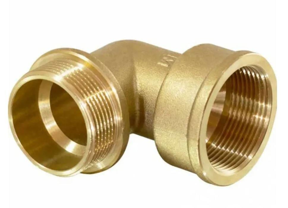 Коліно редукційне кутове 90° зовнутрішня різьба BSP 2" х BSP 1" латунь (27615303)
