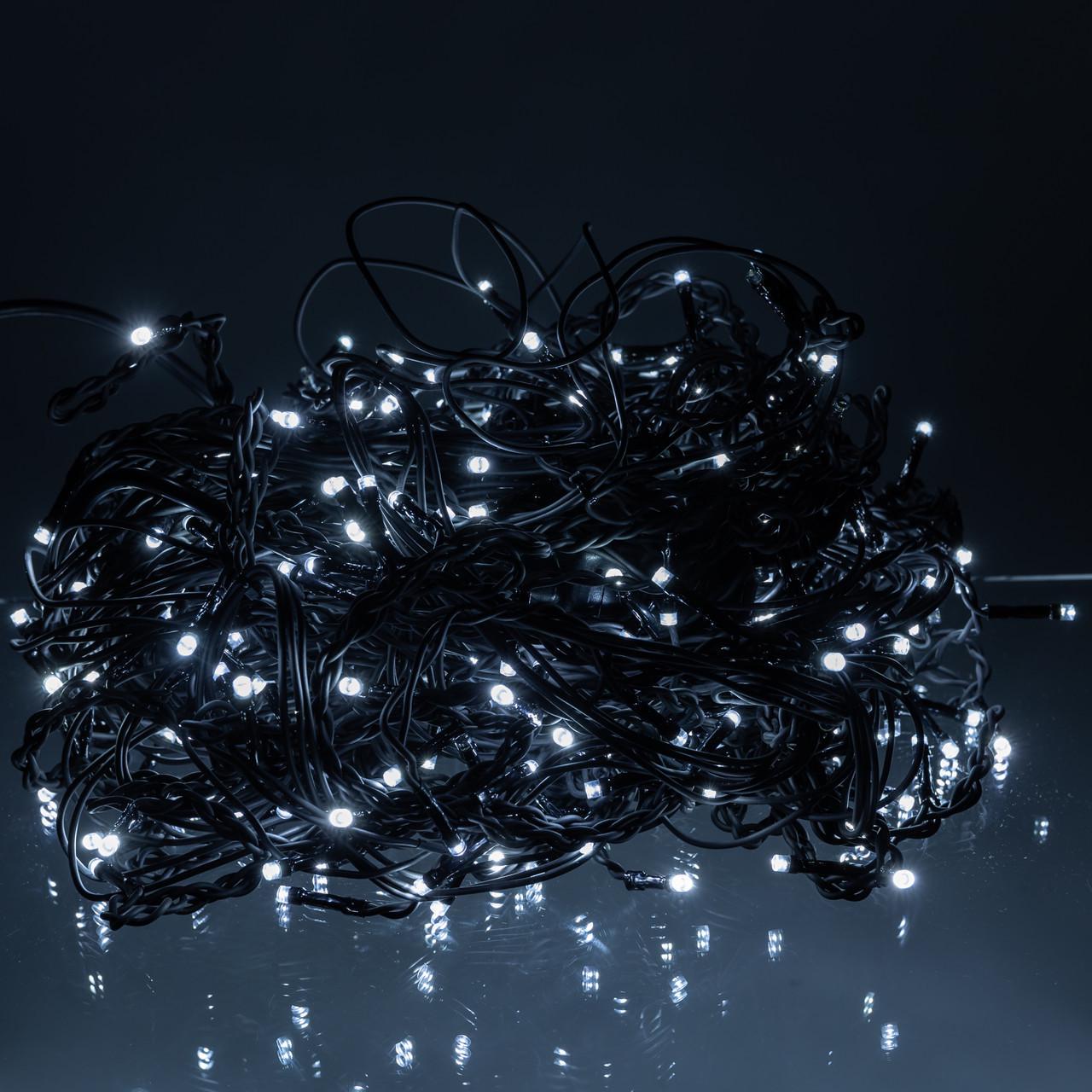 Гірлянда вулична Бахрома 20 м 335 LED гірлянда штора чорний провід Білий (20MBW)