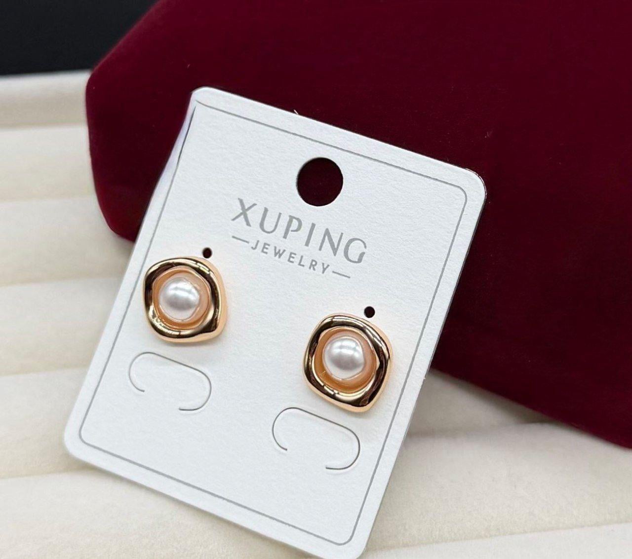 Сережки з перлами Xuping гіпоалергенні з медичного сплаву Золотий (2905985303)