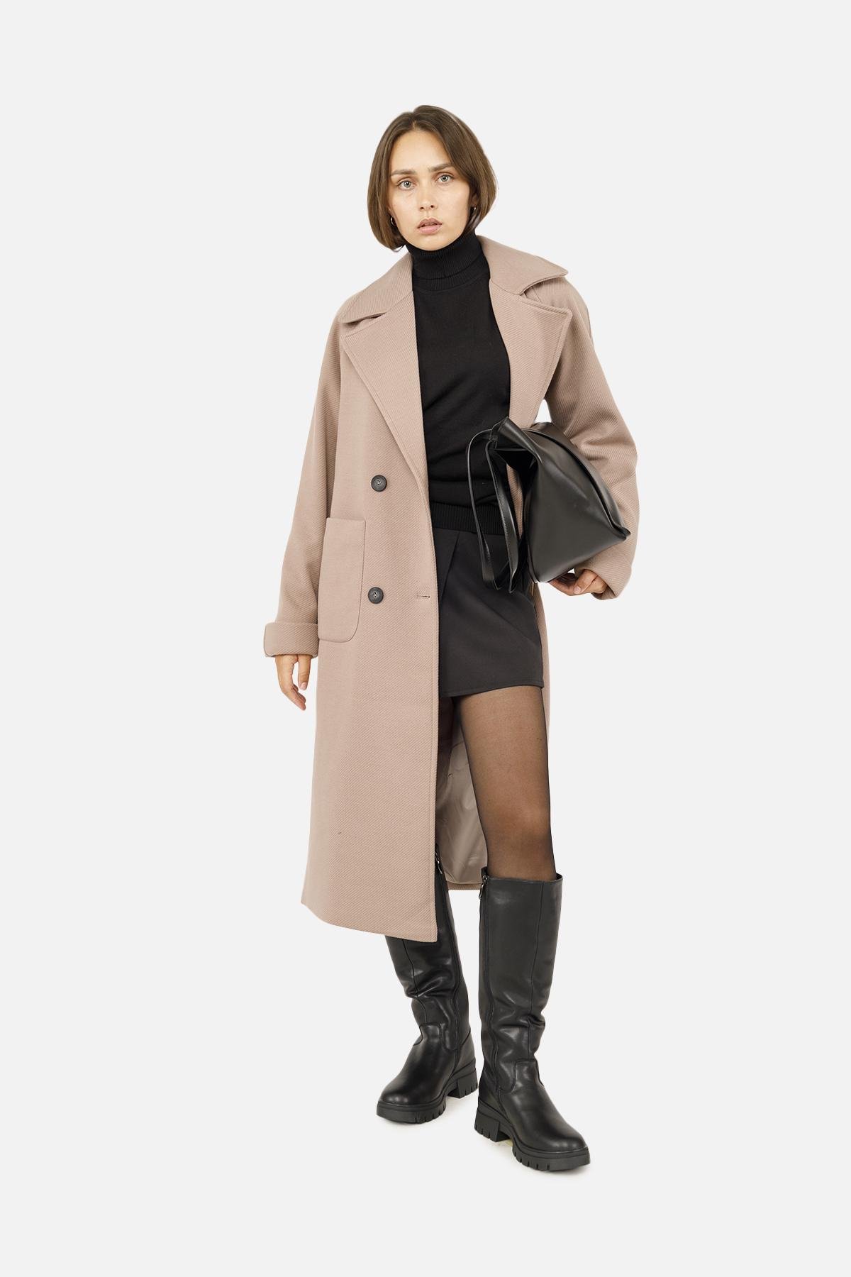 Пальто женское ЦБ-00259137 р. 40 Капучино (28425548)