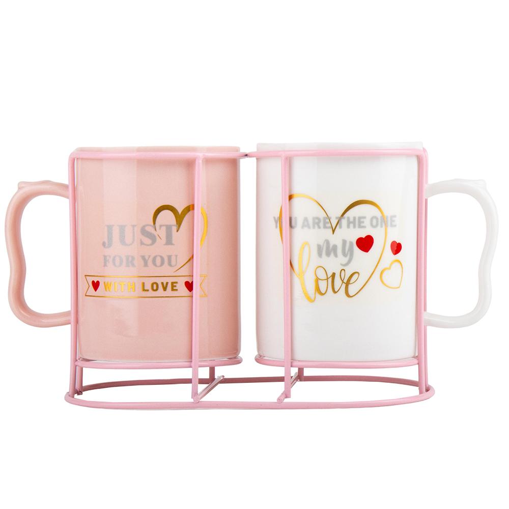 Набор кружок керамическых Elisey "With love" 360 мл 2 шт. Розовый/Белый (9028-022)
