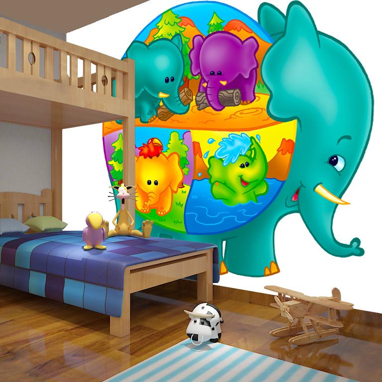 Фотообои 3D для детской комнаты Слоник Фотообои 3D для детской комнаты Слоник