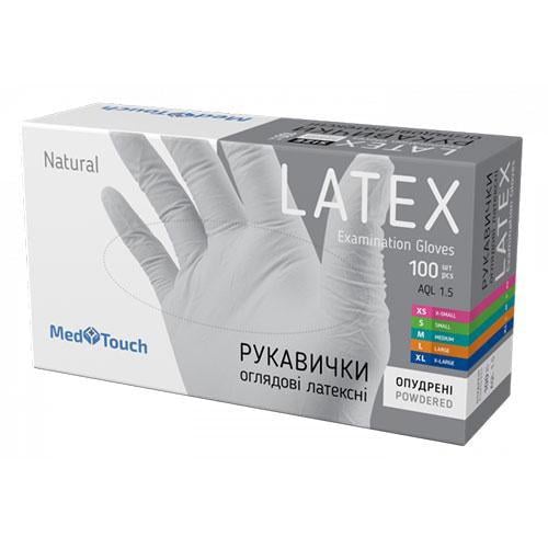 Рукавички MedTouch латексні з пудрою 100 шт. S Білий - фото 1 Рукавички MedTouch латексні з пудрою 100 шт. S Білий - фото 1
