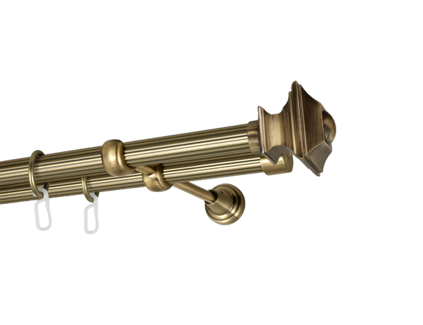 Карниз MStyle Верди металлический двухрядный труба рифленая 19/19 мм 240 см Антик (K010068)