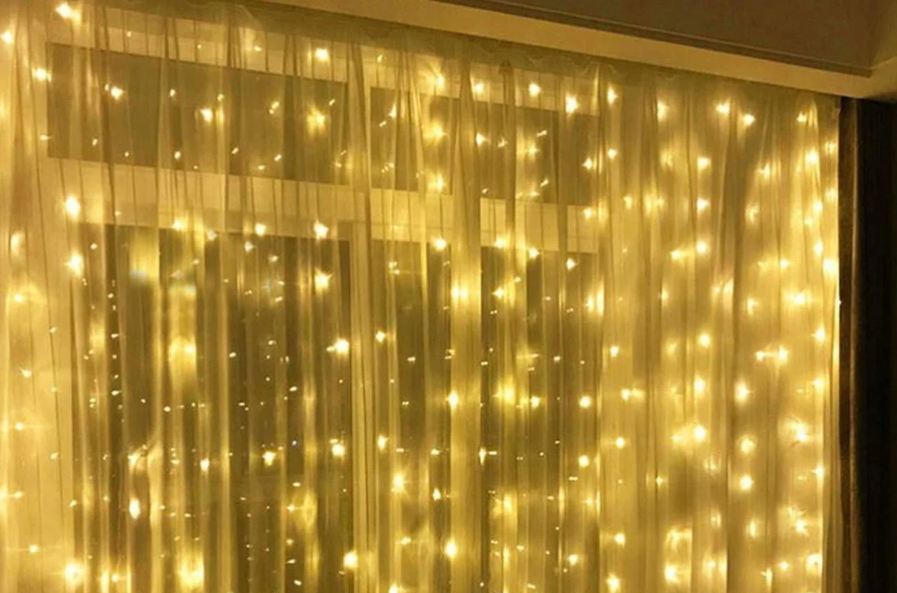 Гирлянда-штора светодиодная 200 LED с пультом 8 режимов USB 3x2 м теплый свет (1801439)
