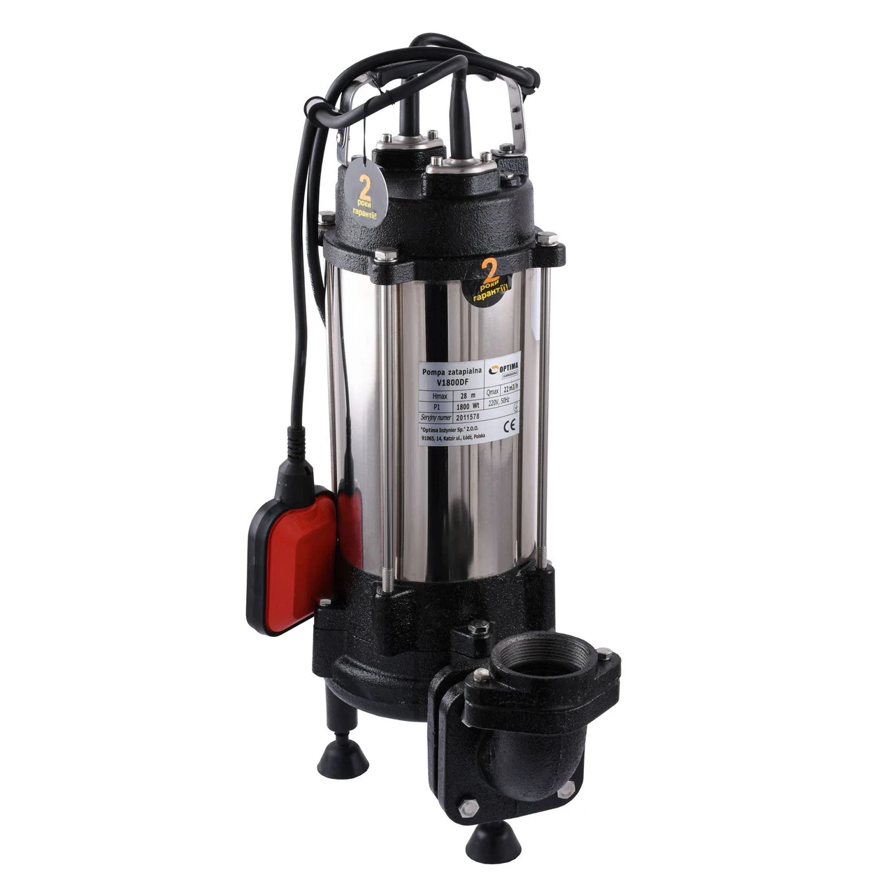 Насос фекальний з ріжучим механізмом Optima V1800 DF 1,8 кВт (11000711)