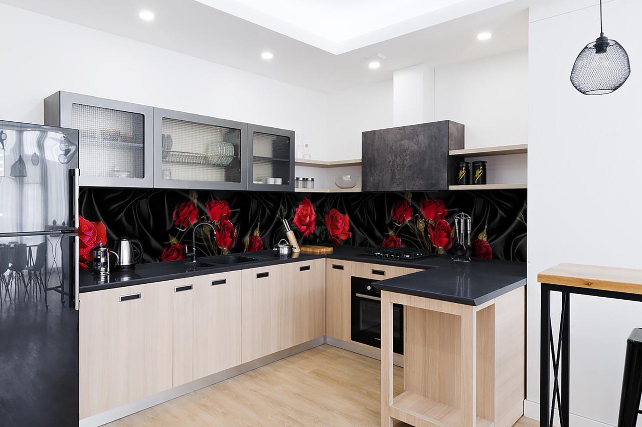 Кухонный фартук Роза tassin 02 из самоклеющейся виниловой пленки 65х250 см Красный