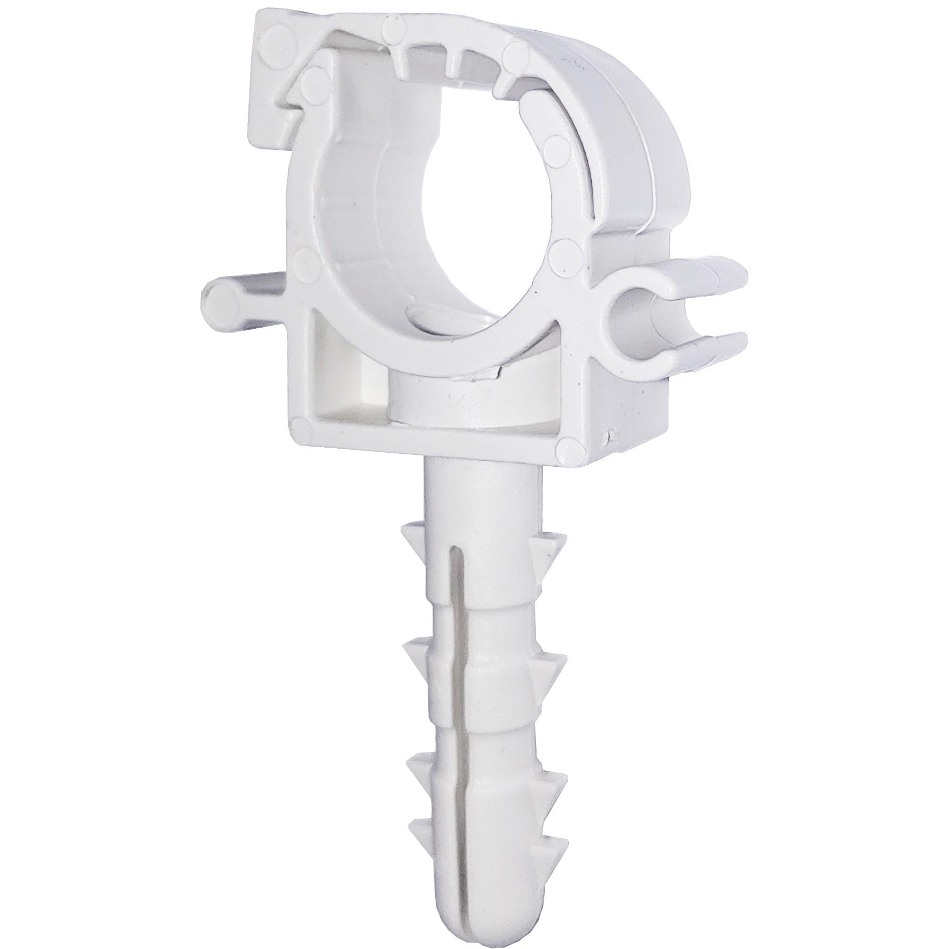 Клипса-дюбель с защелкой для крепления трубы 16 мм Серый/Белый 100 шт. (GSR-000027289) - фото 2