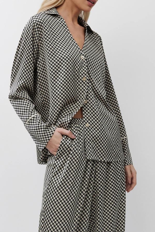 Піжама жіноча Aruelle з штанами S Бежевий/Чорний (Romie-long) - фото 5 Піжама жіноча Aruelle з штанами S Бежевий/Чорний (Romie-long) - фото 5