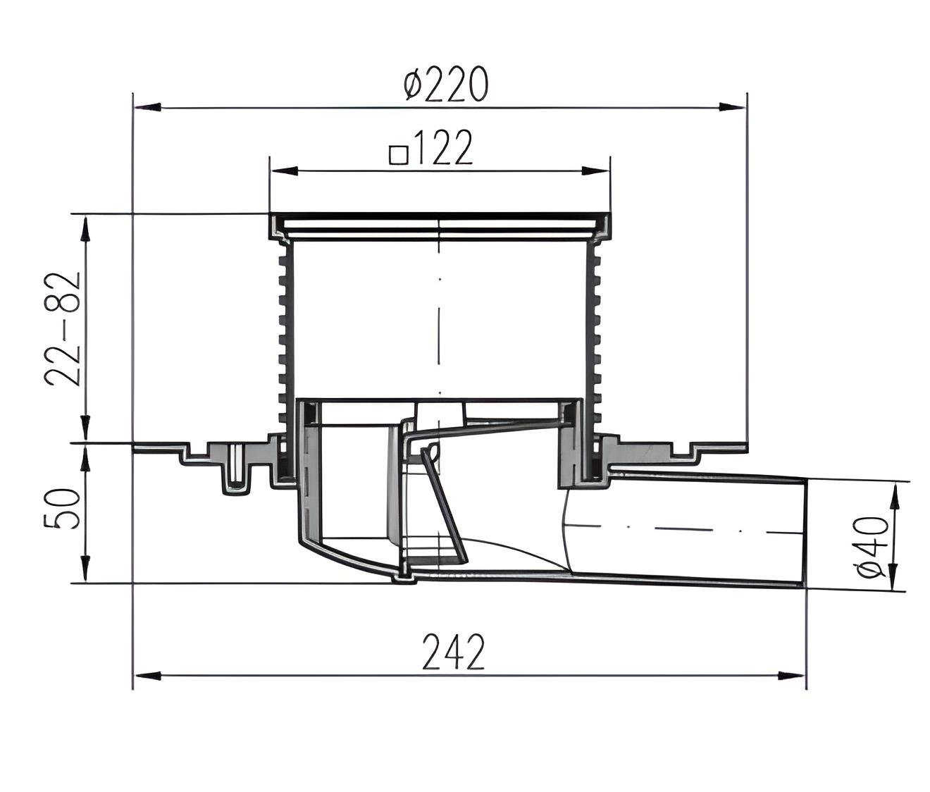 Трап МСН з дизайнерською решіткою Лабіринт 122x122х5 мм з горизонтальним підключенням DN50 мм (L 382 NA) - фото 2