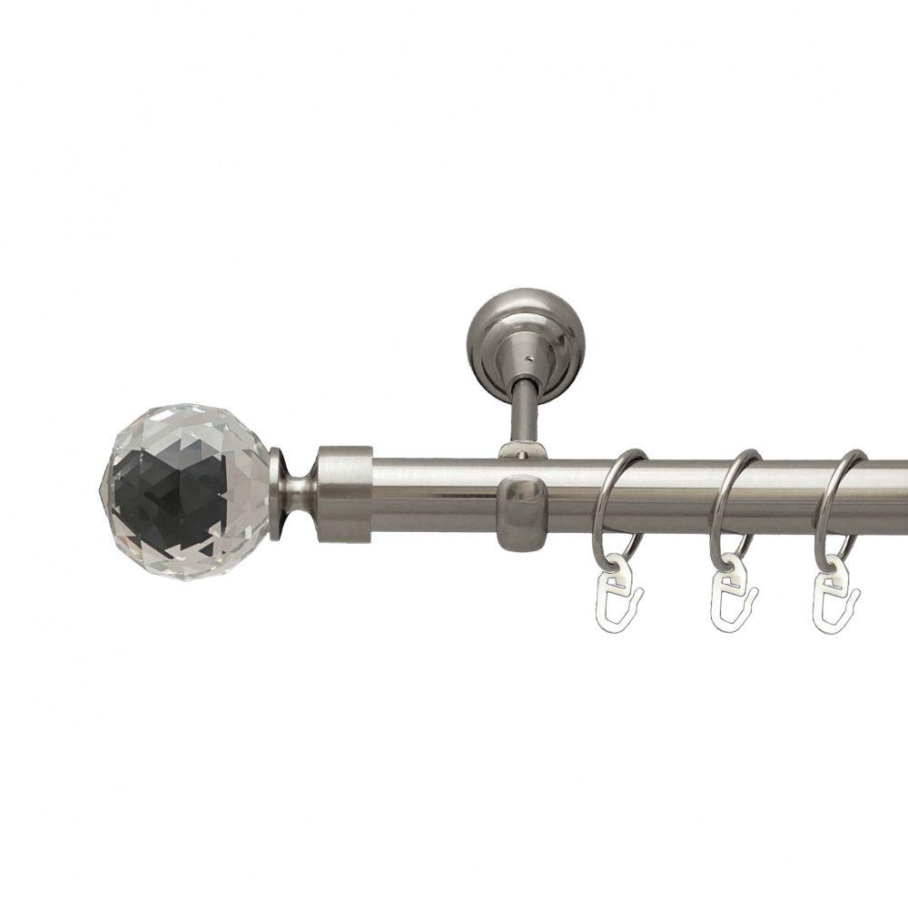 Карниз Orvit Люміера металевий однорядний відкритий гладка труба кільце металеве 25 мм 240 см Нержавіюча сталь (7074849)