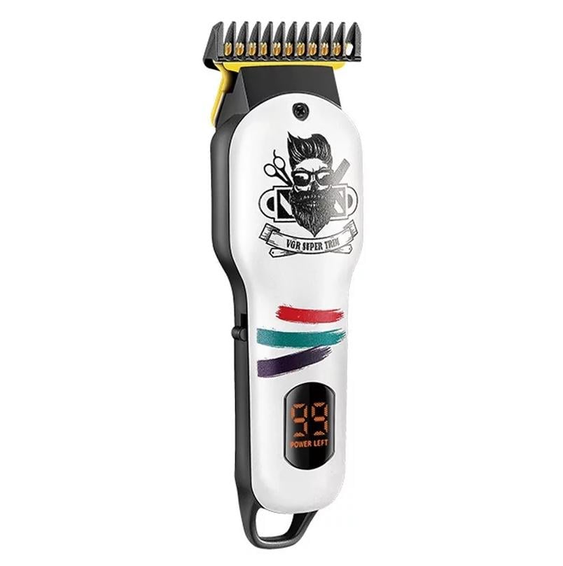 Машинка для стрижки волосся акумуляторна VGR V-971 з насадками Білий