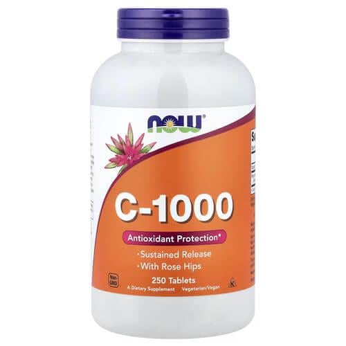 Витамин С NOW Vitamin C-1000 With Rose Hips 250 табл. (NOW-00682)
