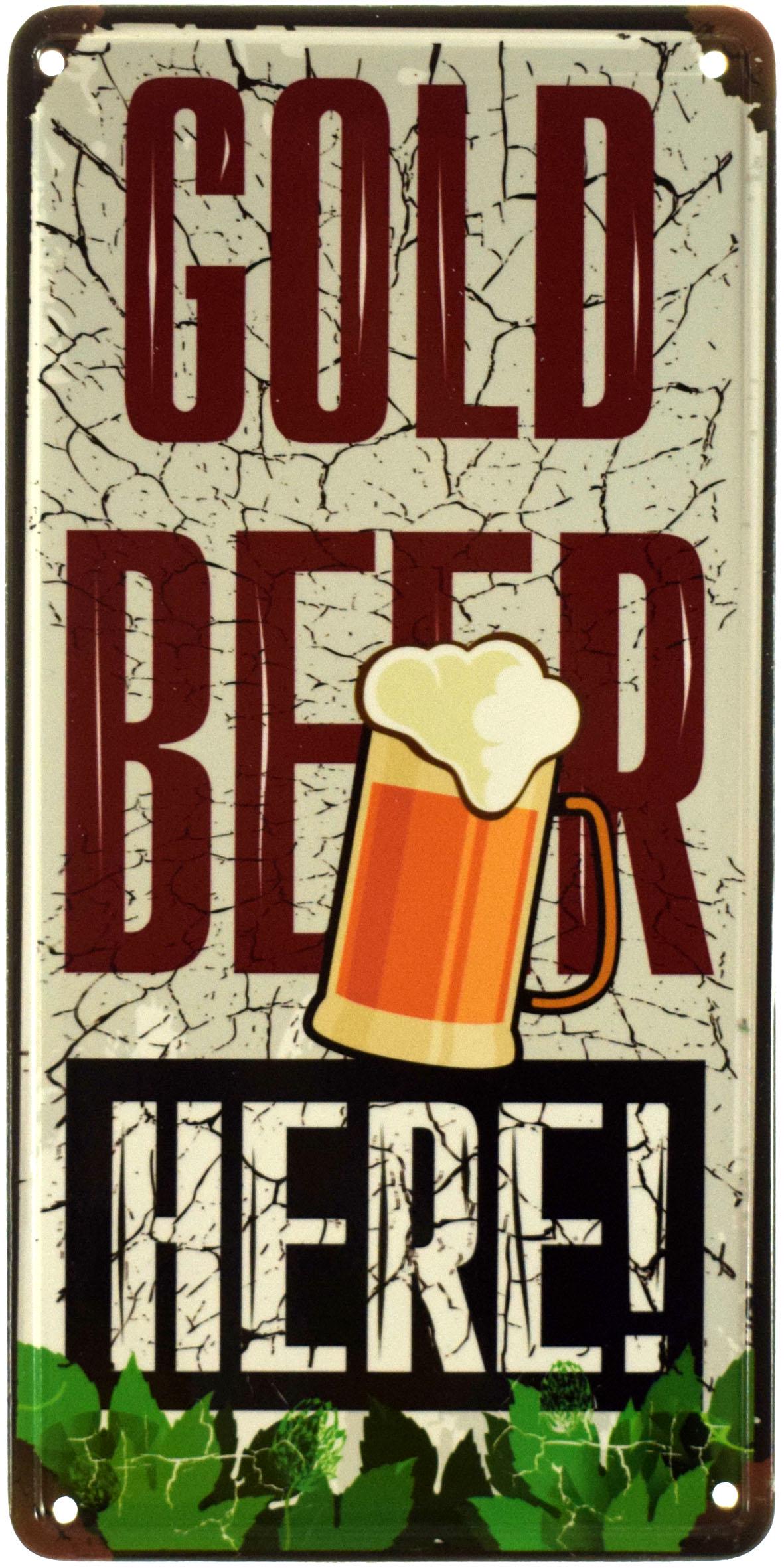 Табличка металева Золоте Пиво Тут!/Gold Beer Here! 15x30 см