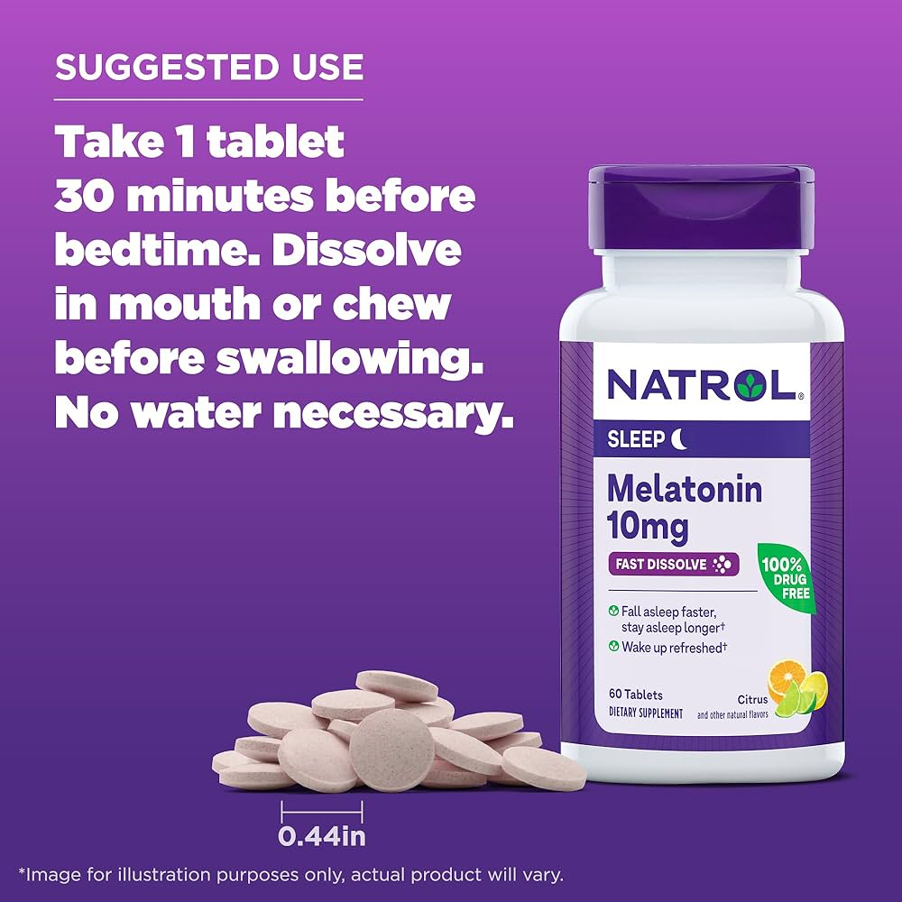 Мелатонин Natrol Fast Dissolve Maximum Strength Citrus 10 мг 60 таблеток - фото 3