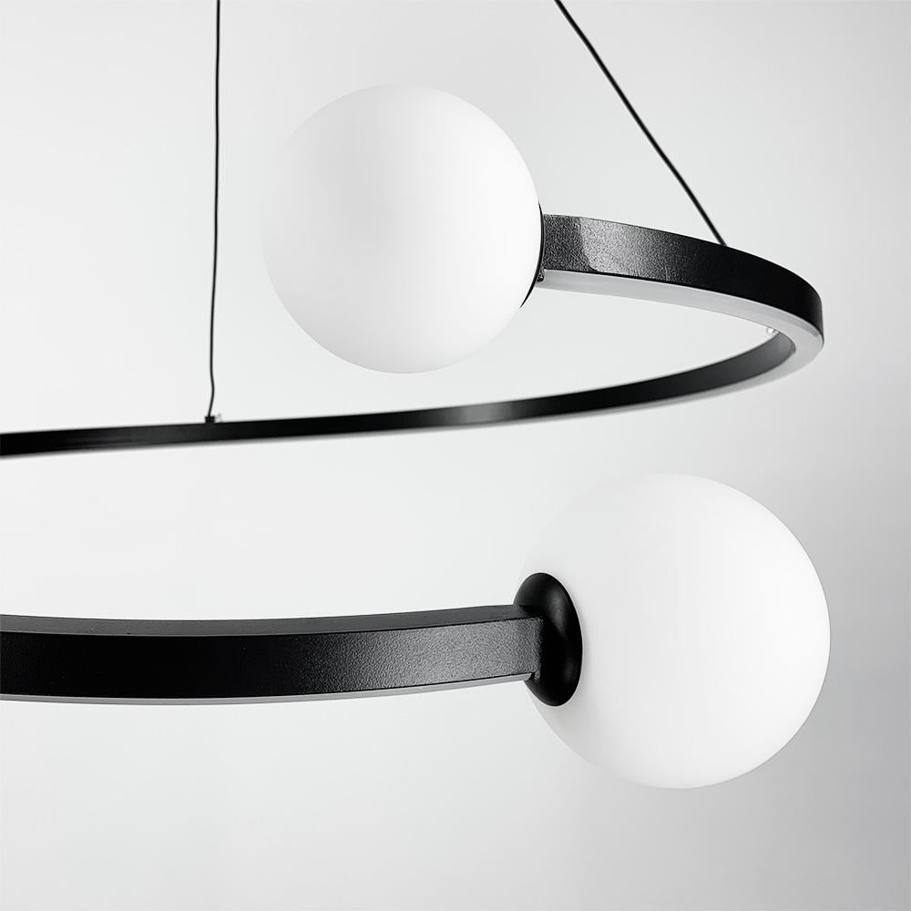 Люстра Ring LED з 2 білими плафонами 60 см Чорний (2473_6662) - фото 2 Люстра Ring LED з 2 білими плафонами 60 см Чорний (2473_6662) - фото 2