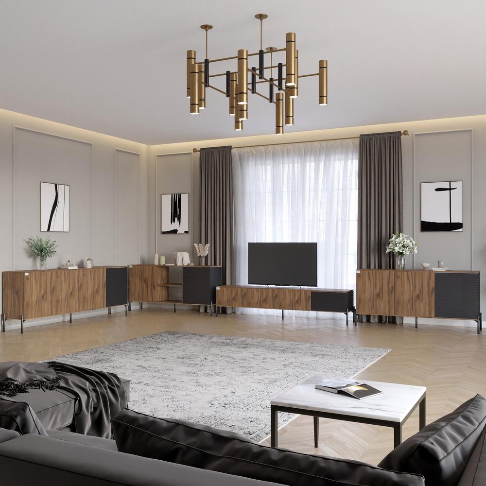 Комплект модульный для гостиной LION Грей 4 эл. с черными металлическими ножками Дуб ливорно/Асфальт (LION-042698)