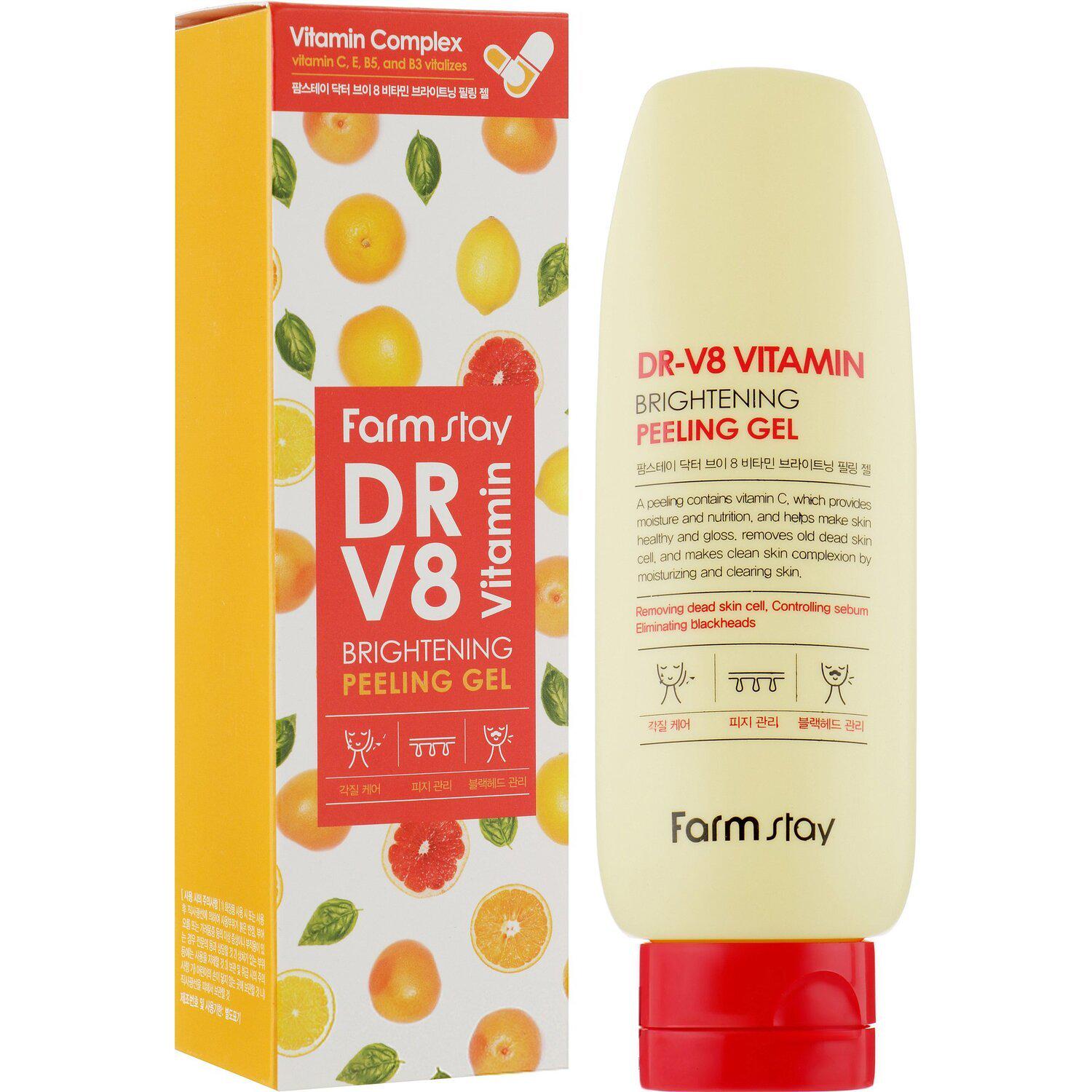 Пілінг-гель FarmStay DR-V8 Vitamin Brightening Peeling Gel з вітамінним комплексом 150 мл (8809469775922)