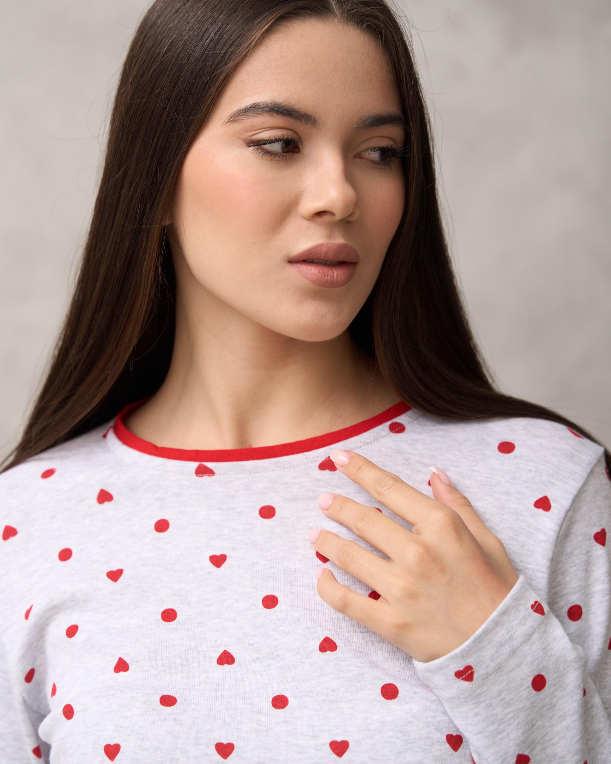 Комплект женский кофта на завязках Сердечки 47024 XL Светло-серый - фото 2 Комплект женский кофта на завязках Сердечки 47024 XL Светло-серый - фото 2