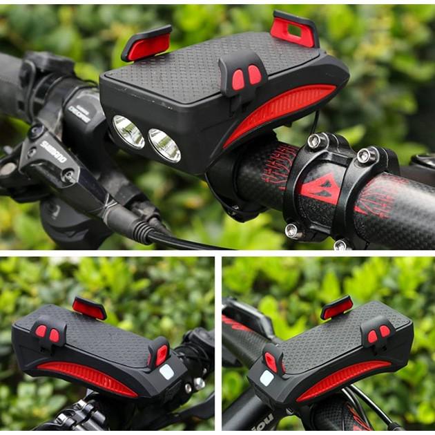 Фонарь велосипедный 4в1 многофункциональный со звонком на 130 дБ и держатель Bicycle horn Красный - фото 14 Фонарь велосипедный 4в1 многофункциональный со звонком на 130 дБ и держатель Bicycle horn Красный - фото 14