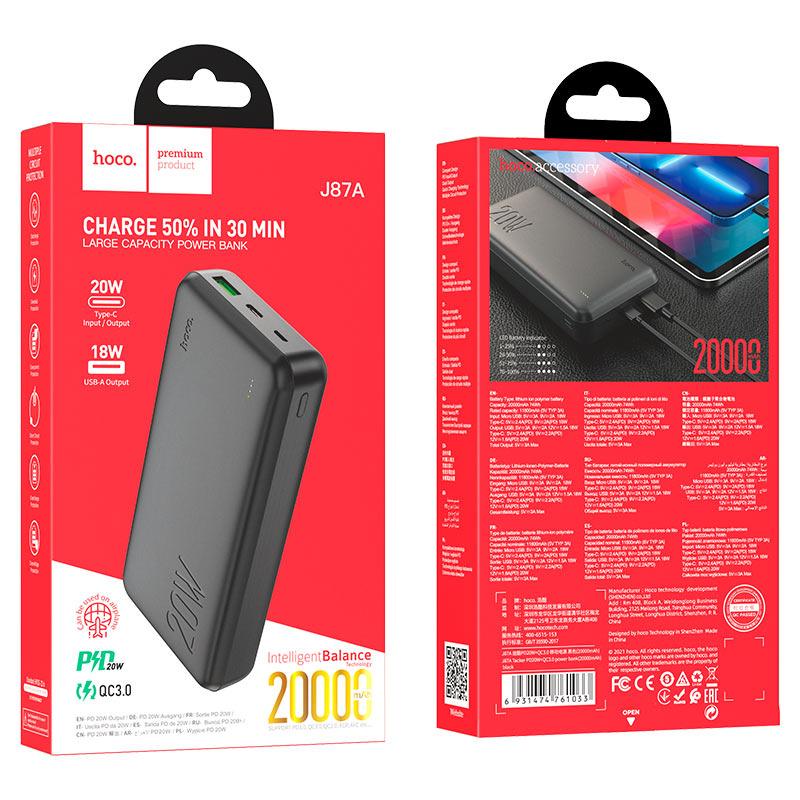 Повербанк Hoco 20000 mAh Micro-USB/Type-C USB с LED индикатором (153da1db) - фото 4