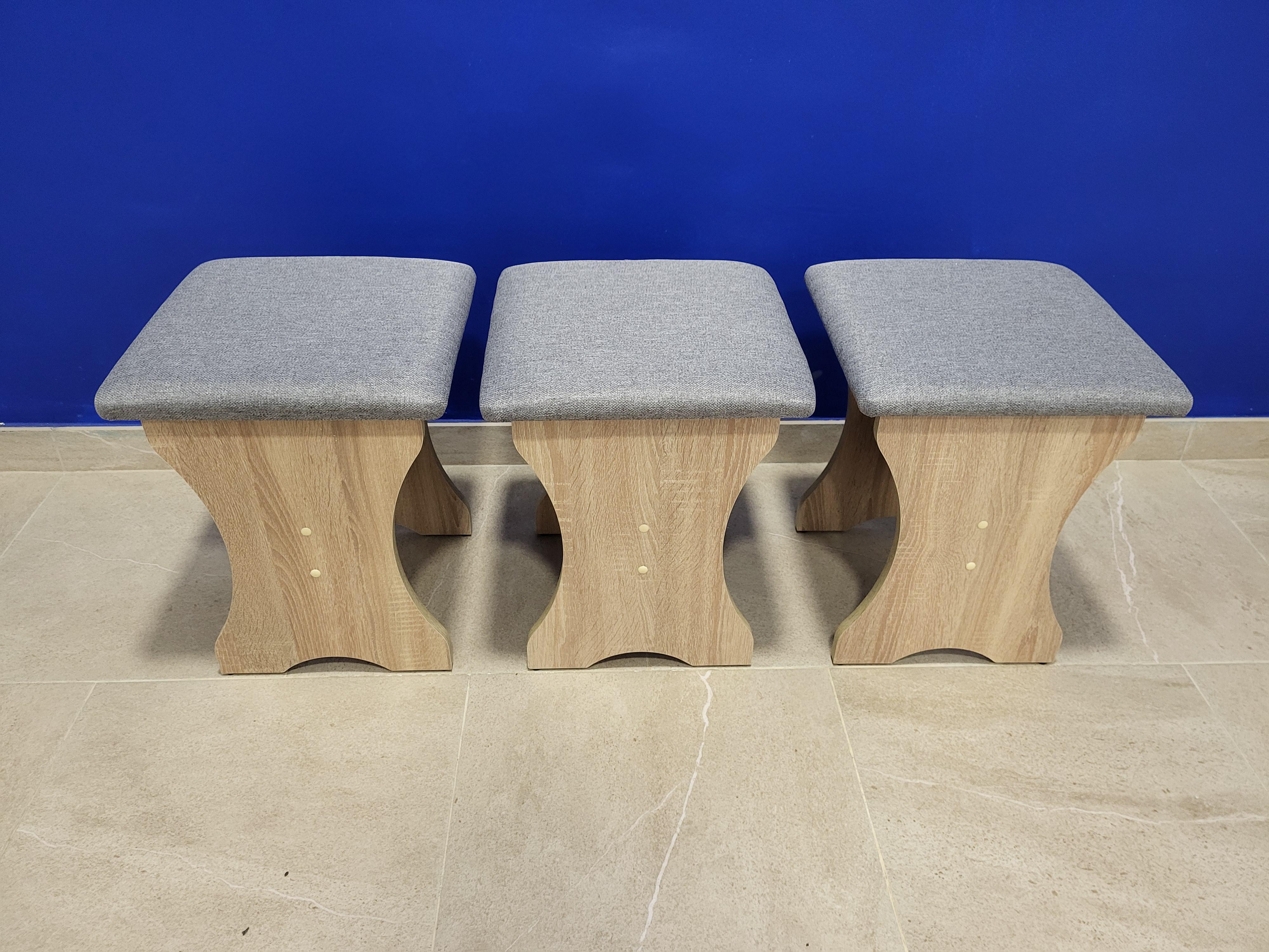 Комплект табуретов Семейный 35х35х44 см 3 шт. Дуб Сонома/Сильвер (TTT-DS-S)