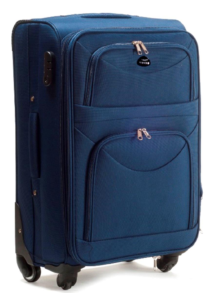 Чемодан тканевый Wings 6802 большой 4 колеса Темно-синий (Vt00025)