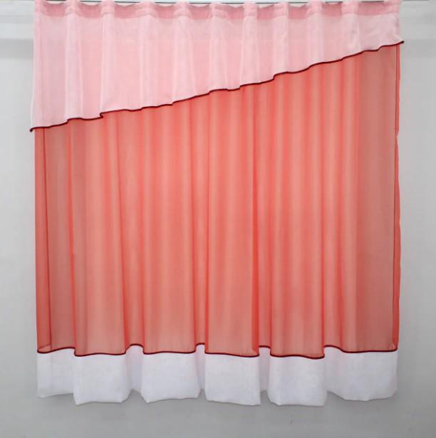 Занавеска на кухню шифон/лен 270х170 см Коралловый/Белый (047к) - фото 1 Занавеска на кухню шифон/лен 270х170 см Коралловый/Белый (047к) - фото 1