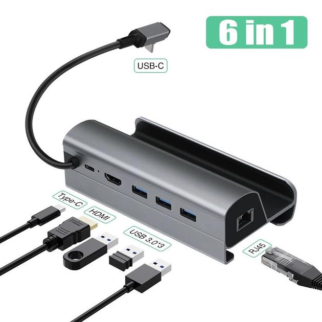 Док-станція 6в1 100W для Steam Deck HDMI 4K/ Gigabit Ethernet/ 3хUSB 3.0/ USB-C 100 W - фото 4