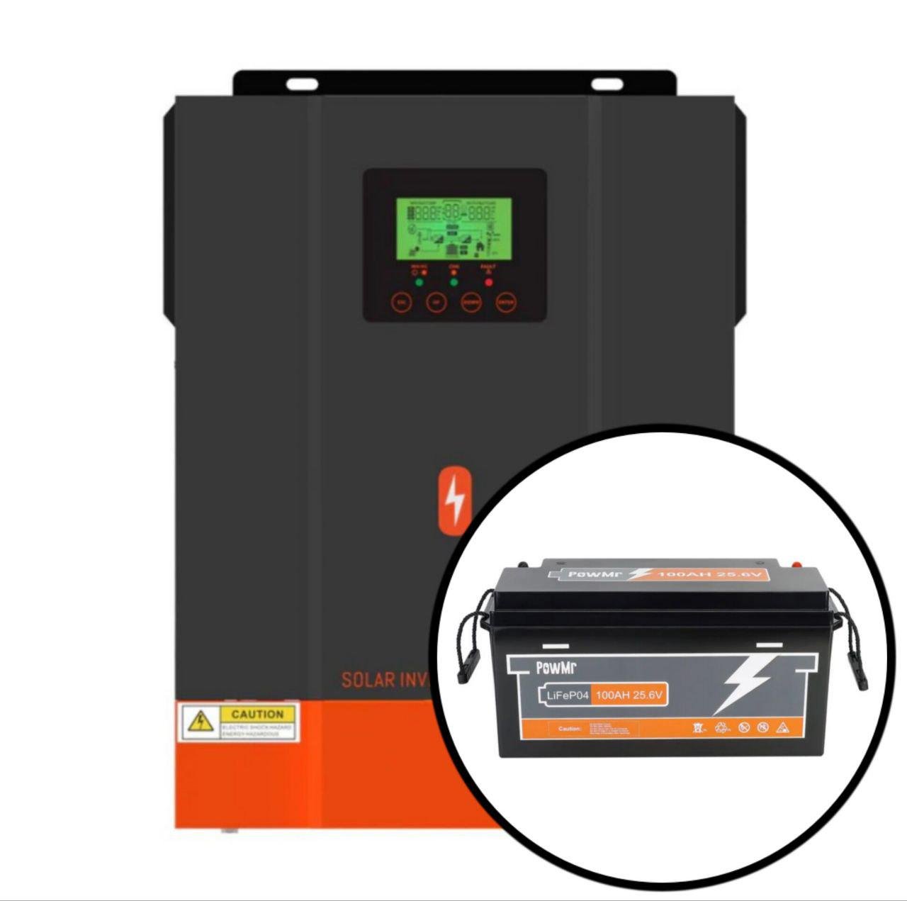 Инвертор гибридный солнечный PowMr 3200W 24V POW-HVM3.2H-24V-N и батарея LiFePO4 на 25,6 В 100 А/ч (21880753) - фото 3