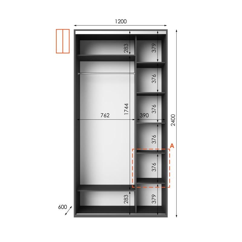 Шафа-купе Idea серія 1 120х60х240 см Антрацит (1040) - фото 2