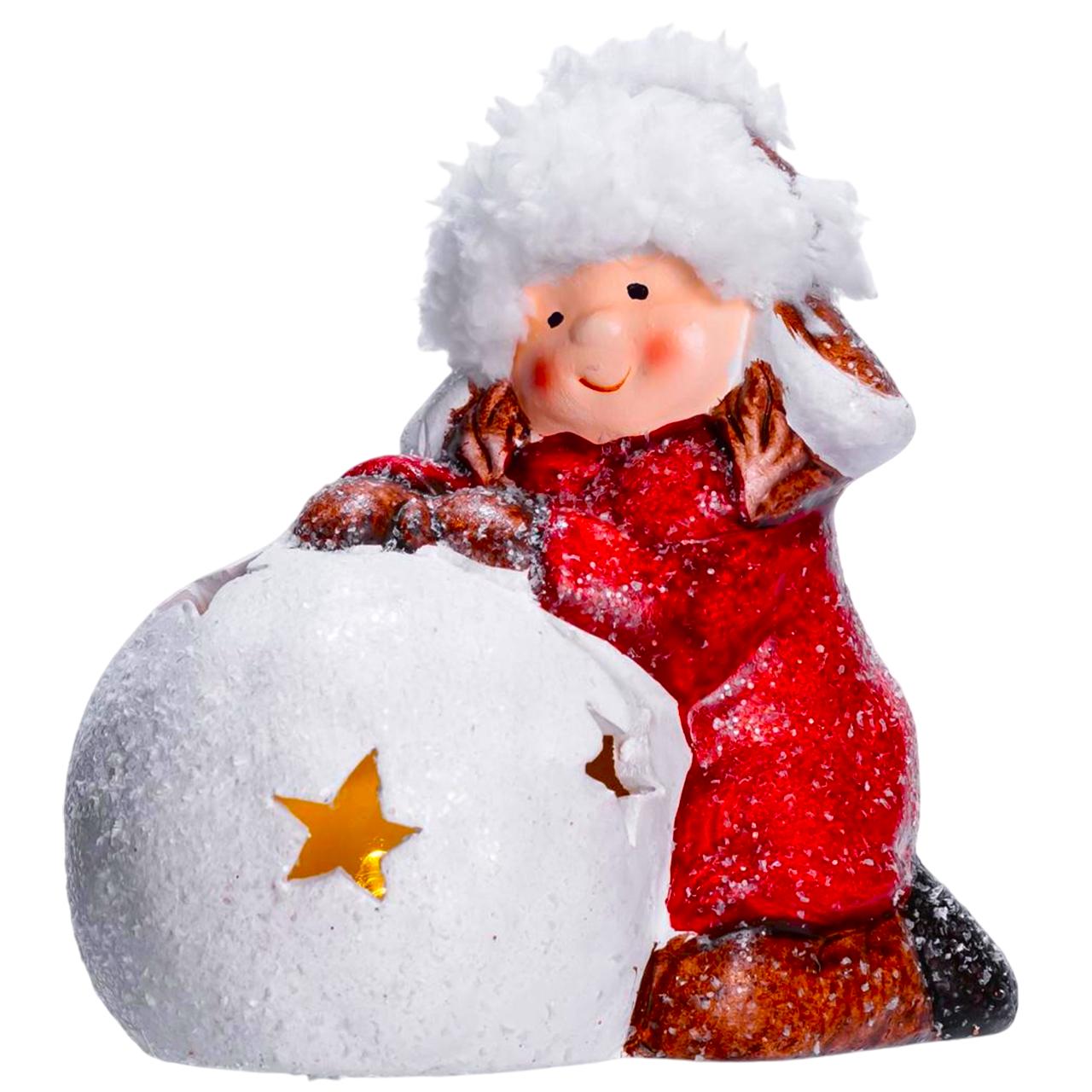 Фигурка новогодняя с подсветкой Девочка со снежным шаром 12х7х12 см (CR-5-11)