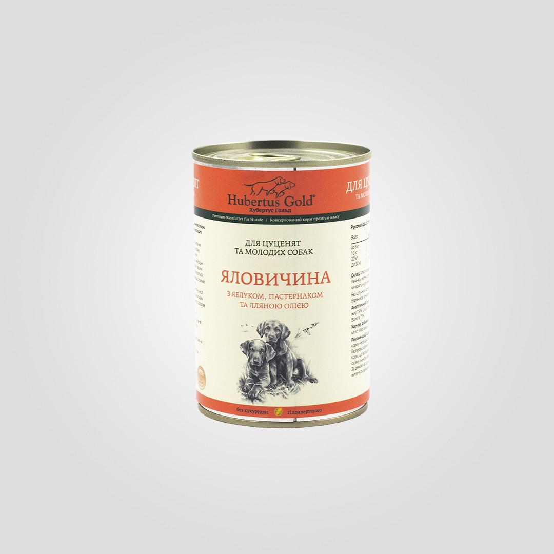 Консерва для щенков и молодых собак Hubertus Gold Яблоки с пастернаком 400 г (20502485)