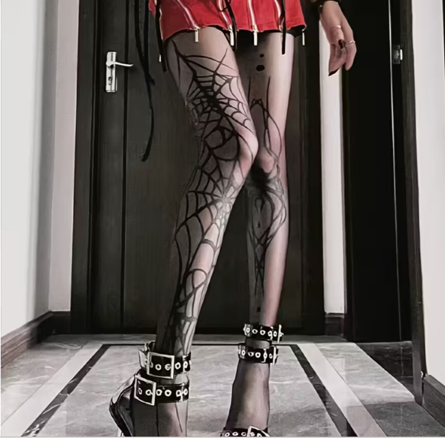 Колготки капроновые Хэллоуин с принтом пауков для вечеринок Черный (1317) - фото 3 Колготки капроновые Хэллоуин с принтом пауков для вечеринок Черный (1317) - фото 3